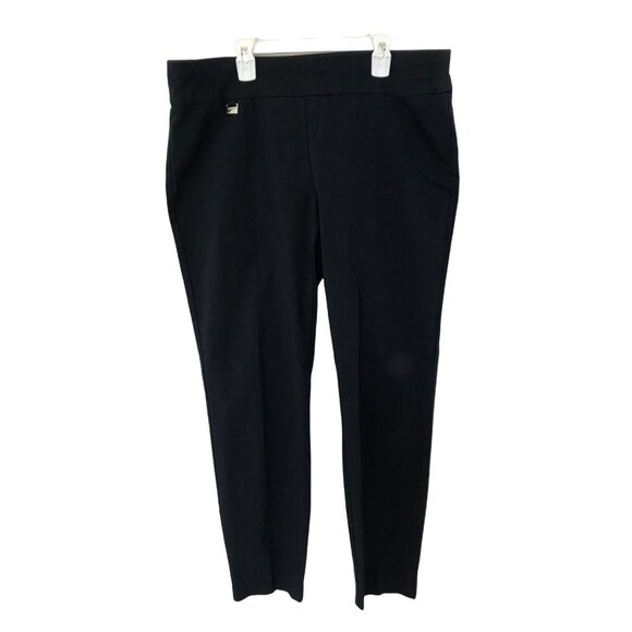 Alfani Womens Black Slim Fit Dress Pants Size 16 Elastic Waist Office Wear - Picture 2 of 5